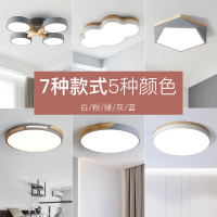 北欧简约卧室灯现代创意个性圆形木艺led吸顶灯温馨家用书房灯具