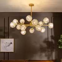 后现代吊灯全铜轻奢简约北欧客厅餐厅卧室水晶灯具灯饰分子灯大气