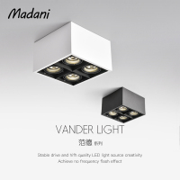 无主灯照明led明装筒灯四头射灯客厅家用方形cob盒子斗胆灯格栅灯