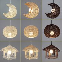 田园风格吊灯饭店餐厅火锅店藤编吊灯农家乐创意草帽藤艺鸟巢吊灯