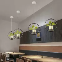 北欧植物吊灯创意个性咖啡餐厅奶茶店铺商用装饰工业风吧台小吊灯
