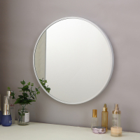 北欧卧室网红梳妆台镜家用大号圆形挂墙镜子台式桌面化妆镜带灯|挂墙50cm白色化妆镜不带灯 其他