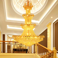 复式楼大吊灯欧式别墅客厅灯水晶灯酒店大厅灯具中空楼中楼长吊灯