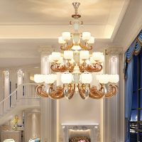 欧式复式楼大吊灯客厅水晶灯楼中楼中空酒店别墅餐厅卧室吸顶灯具