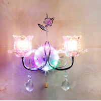 新款双头led床头灯卧室壁灯创意田园时尚客厅玻璃楼梯过道灯壁灯