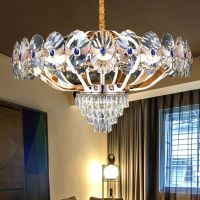 后现代轻奢灯臂发光吊灯水晶客厅吊灯北欧奢华卧室餐厅灯别墅吊灯