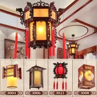 中式吊灯仿古茶楼餐厅中国风实木宫廷小吊灯阳台灯笼火锅店走廊灯