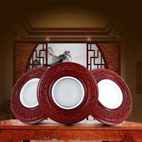 简约圆形中式筒灯led嵌入式实木浮雕射灯古典天花灯3w5w牛眼