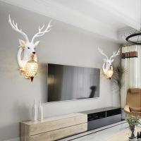 北欧鹿头壁灯电视背景墙灯现代装饰卧室床头灯轻奢客厅墙壁过道灯