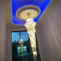 楼梯灯长吊灯欧式复式楼客厅大吊灯别墅楼中楼旋转水晶灯现代简约
