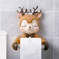 卫生间卷纸置物架厕所卫生纸纸盒纸巾盒梅花鹿创意挂式免打孔可爱
