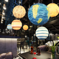 星球吊灯星空行星商场大厅幼儿园游乐场餐厅吧台艺术圆球形树脂灯