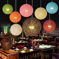 简约田园餐厅餐吊灯麻球麻绳吧台酒吧吊灯灯具藤艺灯藤吊灯麻吊灯