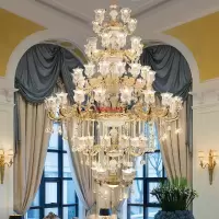 欧式吊灯新款灯具客厅灯简约现代美式水晶餐厅楼中楼复式楼大吊灯