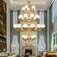 复式楼大吊灯客厅楼中楼别墅大厅酒店大堂欧式玉石美式楼梯长吊灯