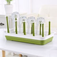 创意家居塑料杯架长方形置地简约沥水杯架双层多位杯托沥水架