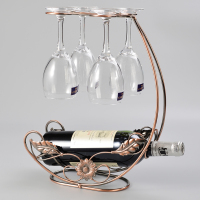 欧式红酒架摆件创意酒瓶架红酒杯架倒挂家用简约葡萄酒架高脚杯架