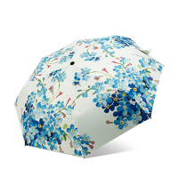 ZUOMASHI/佐马仕 蓝姬三折伞黑胶防晒伞遮阳伞太阳伞防紫外线蓝色小碎花晴雨伞