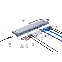 科洛昂 Type-C 12合一铝合金扩展坞 VGA USB3.0 HDMI 千兆网口 SD/TF卡槽 T282