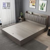 床现代简约主卧1.8榻榻米双人床卧室1.5高箱储物气压多功能板式床欧因