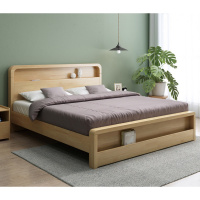 北欧实木床现代简约日式1.5米1.8m单双人中式高箱储物床小户型欧因