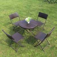 w户外编藤折叠桌椅室外庭院阳台花园露天咖啡奶茶店酒吧外摆家具欧因