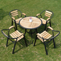 户外实木家具庭院阳台花园木质桌椅室外露天咖啡休闲桌椅组合套件欧因