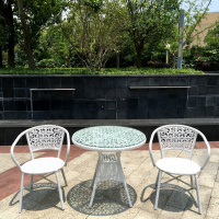 藤编三件套组合 花园阳台户外酒店庭院家具 茶室咖啡厅休闲桌椅欧因