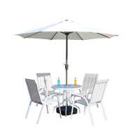 阳台喝荼桌椅户外休闲室外花园庭院露天家具家用白色遮阳伞组合欧因