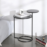 北欧现代网红小茶几简易圆形黑色铁艺边几沙发创意圆桌卧室书报几欧因