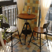 北欧阳台小茶几现代简约铁艺圆形实木桌子家用创意小户型客厅圆桌欧因