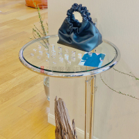 女装店服装店装饰升降茶几设计师创意不锈钢玻璃小角几沙发边几欧因