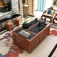 茶桌椅组合功夫茶桌火烧石小茶几带全自动茶具茶台茶道桌储物客厅欧因