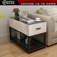 简约客厅小茶几茶桌沙发边柜边角几边角桌储物柜钢化玻璃扶手柜欧因
