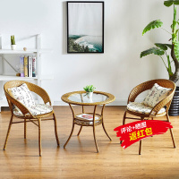 户外桌椅藤椅三件套小圆桌阳台桌椅办公室接待洽谈休闲桌椅组合卧室茶几小桌子休息室内咖啡桌椅套装欧因