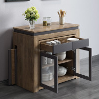 小户型可伸缩折叠餐桌椅家用多功能储物长方形吃饭桌欧因