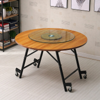 折叠圆桌餐桌家用饭桌简易酒店大圆桌面多功能人餐桌小户型欧因