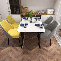 玻钢石餐桌北欧风格饭厅餐桌餐椅组合软包餐椅实木框架欧因