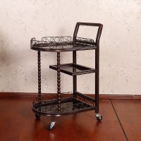 加厚推车三层工具车 铁艺车院小推车美甲纹绣置物架欧因