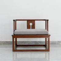 新中式禅意主人位实木茶椅红胡桃木禅椅单人圈椅打坐禅修椅子 长85*宽75*高70cm欧因