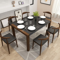 北欧可伸缩饭餐桌椅小户型客厅-人组合长方形欧因