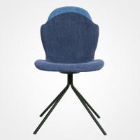 休闲阳台椅子小清新文艺麻布铁艺餐椅美式轻奢田园布艺创意靠背椅 牛仔蓝欧因