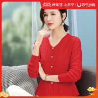 小v领单排扣针织衫女秋冬季新款开衫毛衣外套女针织