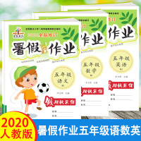 2019新版 五年级下册语文数学书同步训练 人教版暑假作业5年级语文数学英语共3本 小学五年级下册暑假练习册作业本 五年
