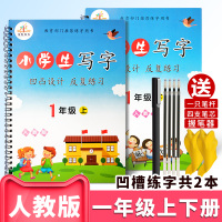 2019新版 凹槽练字帖 小学生写字帖练字人教版同步练习一年级语文上下册共两本 小学生写字课课练 儿童练字帖凹槽字帖 小