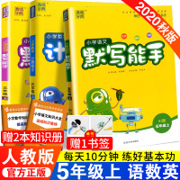 加赠3样2020秋版小学计算能手语文默写能手英语默写能手五年级上RJ人教版 3本套小学暑假作业同步练习口算题测试训练题教