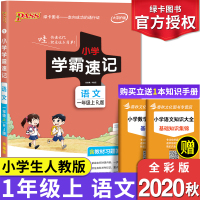 2020秋新版小学学霸速记一年级上册人教部编版小学生语文1年级统编版资料包同步课本教材辅导复习资料口袋工具书知识大全pa