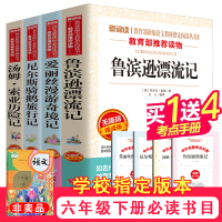 【送4本】鲁滨逊漂流记正版小学生版六年级下课外阅读书籍爱丽丝漫游奇境 尼尔斯骑鹅旅行记汤姆索亚历险记小学版鲁滨孙快乐读书