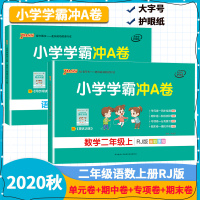 2020新版 小学学霸冲A卷 语文数学二年级上册 RJ版 pass绿卡图书统编新教材 全彩手绘 2年级同步训练单元测