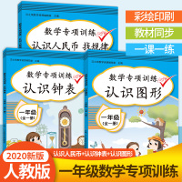 一年级数学专项训练全套3本 认识钟表+图像+人民币 人教版 小学1一年级数学同步思维训练口算心算速算强化训练数学课堂 同